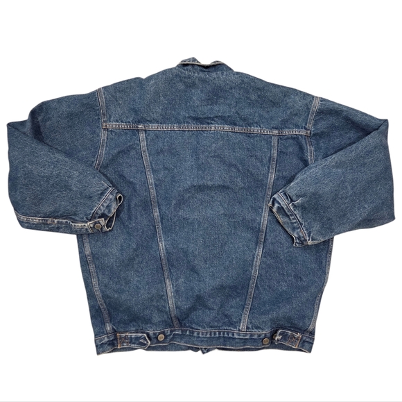 Vintage GAP Flannel Lined Denim Jacket 90s Mens Large Blue Jean Button-Up Winter - Picture 3 of 8